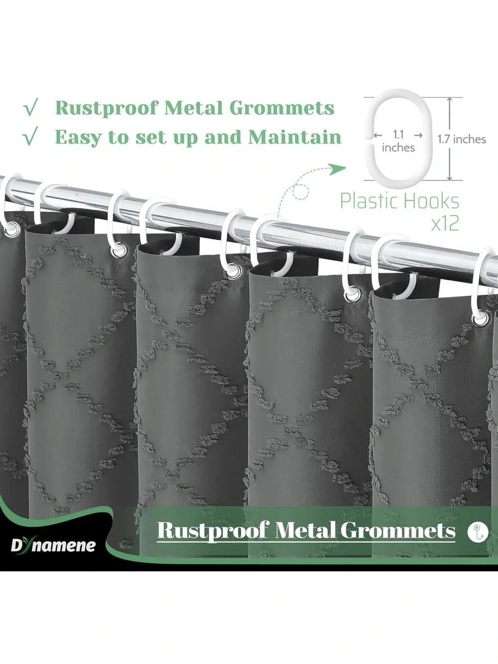 Textured Charcoal Gray Tassel Shower Curtain - Home Bath NWT